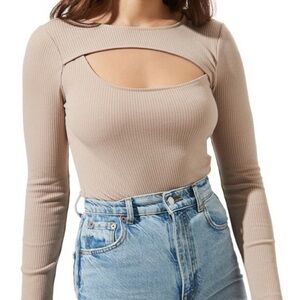 NWT ASTR The Label Long Sleeve Cutout Front Bodysuit